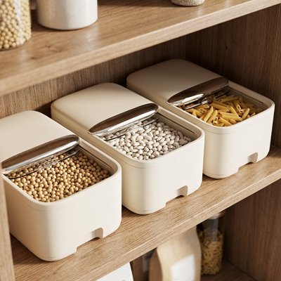 Boite de conservation alimentaire blanche pâtes légumineuse stockage