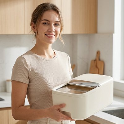 Boite de conservation alimentaire plastique blanc couvercle transparent