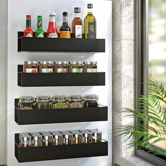 Étagère épices magnétique organisateur bouteilles pots verre