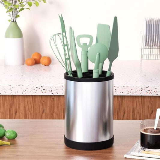 Pot ustensiles cuisine inox argente design