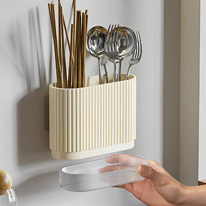 Pot ustensiles cuisine mural creme raye
