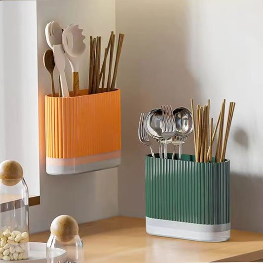 Pot ustensiles cuisine mural orange raye