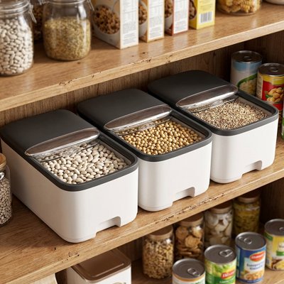 boite de conservation alimentaire couvercle noir plastique legumineuse