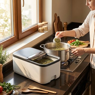 boite de conservation alimentaire cuisine plan travail couvercle noir