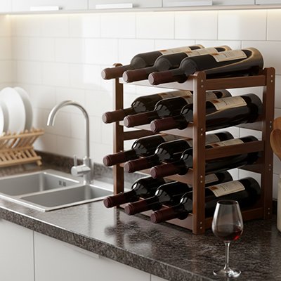 casier a bouteille bois marron vertical cuisine moderne
