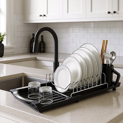 egouttoir vaisselle noir cuisine moderne