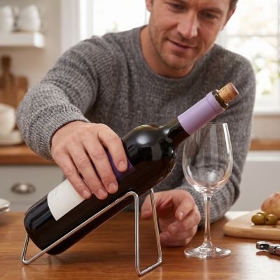 porte bouteille vin argent homme plan de travail