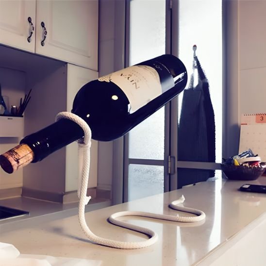 Porte bouteille vin presentoir corde minimaliste elegant