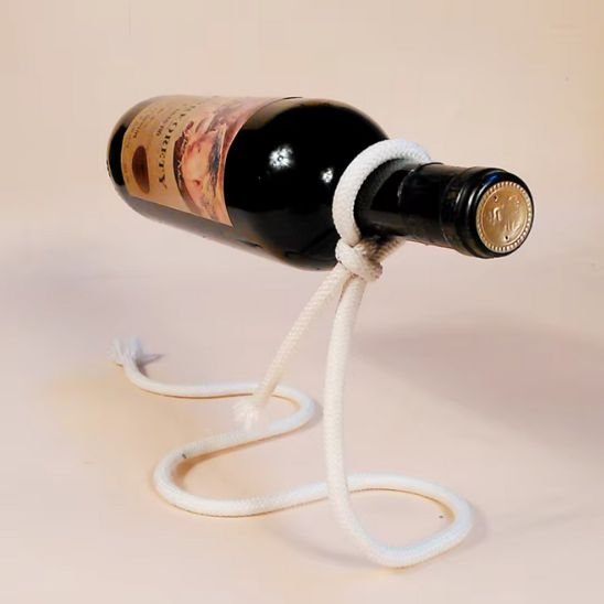 Porte bouteille vin support original corde nouee