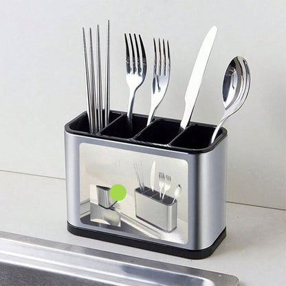 pot ustensiles plan travail inox brillant 4 compartiments