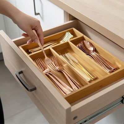 range couvert bambou quatre compartiments