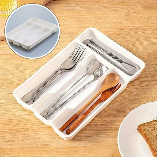 range couvert plastique blanc fourchette cuillère 