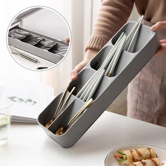 range couvert ustensiles cuisine gris