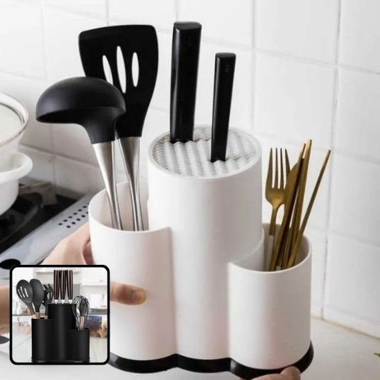 rangement couvert blanc ustensiles spatules couteaux louche