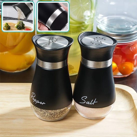 salieres poivrieres noir cuisine bocaux